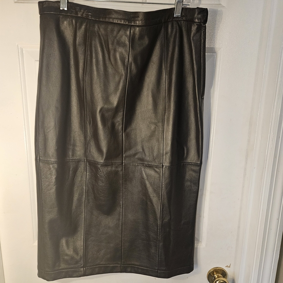 Terry Lewis Classic Luxuries Dresses & Skirts - Terry Lewis Classic Luxuries Dark Leather Pencil Skirt